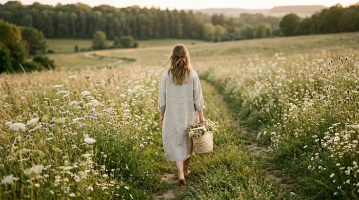 innerer frieden sprüche: Ein stiller, friedlicher Moment, auf einer sonnigen Sommerwiese